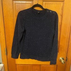 Talbots Dark Blue Knit Sweater with Speckle Accents